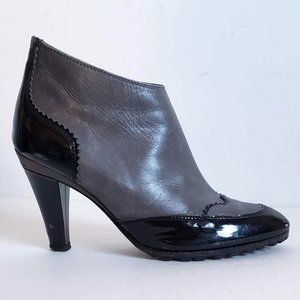 TARYN ROSE Leather Wingtip Booties Heels